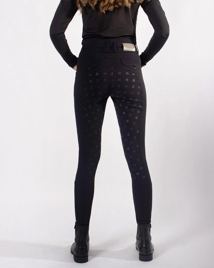 QHP Damesrijbroek Diamond Anti-slip Zitvlak Zwart 4 QHP Damesrijbroek Diamond Anti-slip Zitvlak Zwart - Afbeelding 2