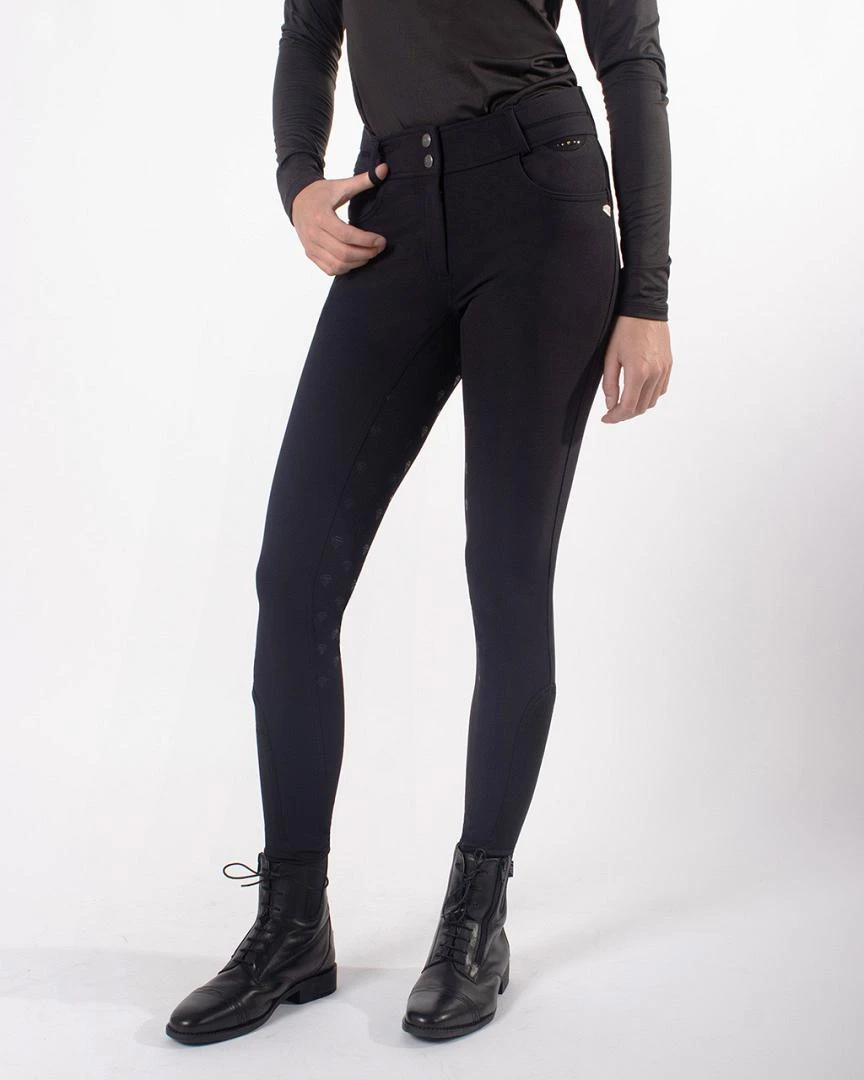 QHP Damesrijbroek Diamond Anti-slip Zitvlak Zwart 3 QHP Damesrijbroek Diamond Anti-slip Zitvlak Zwart